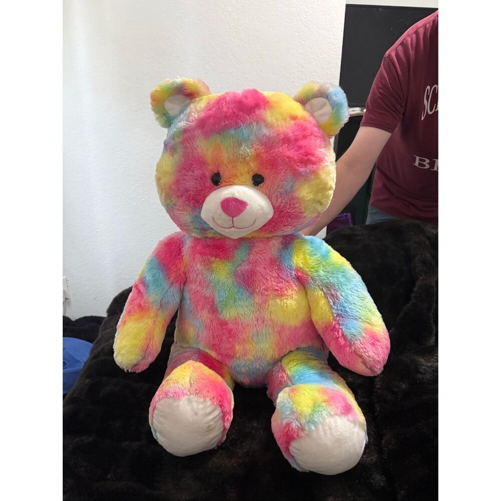 Build A Bear Jumbo 36” Rainbow Bear Very Rare Giant Plush Excellent Condition!